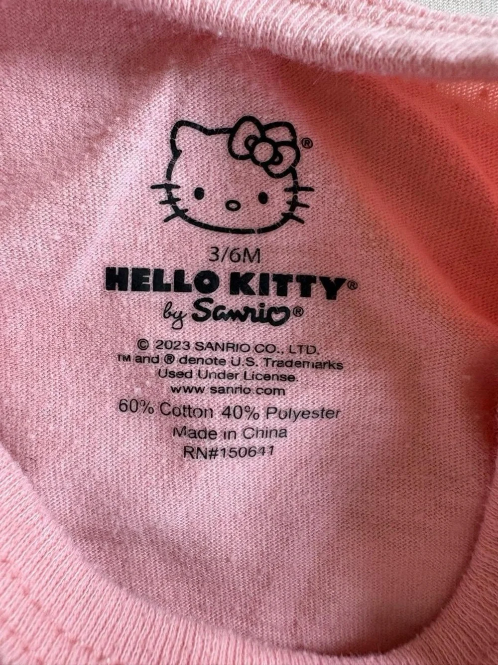 Hello Kitty by Sanrio Pink Long-Sleeve Baby One-Piece Onsie 3-6Months